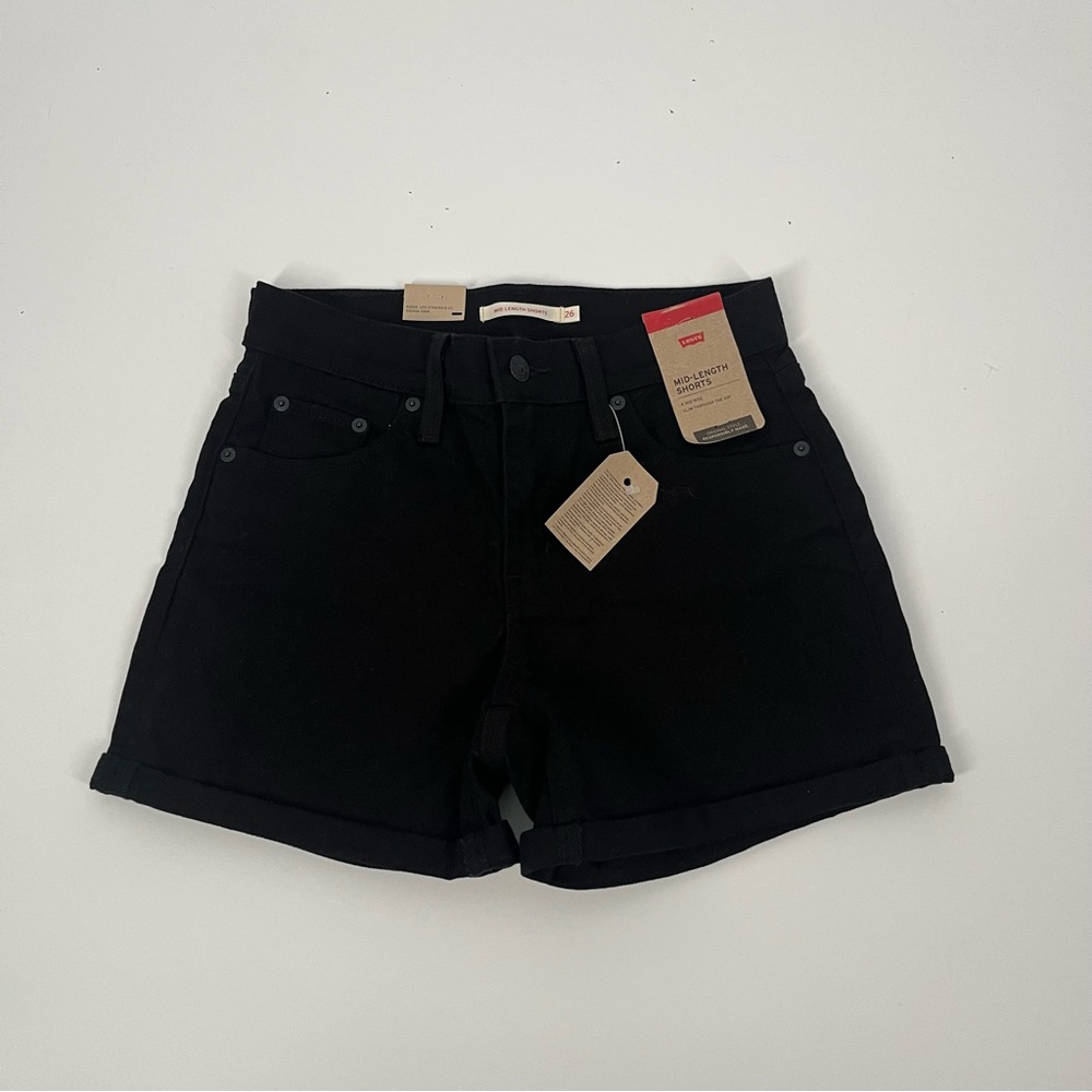 Levi's Mid-Length Shorts Mid Rise Black Denim Shorts 26 - Picture 2 of 11